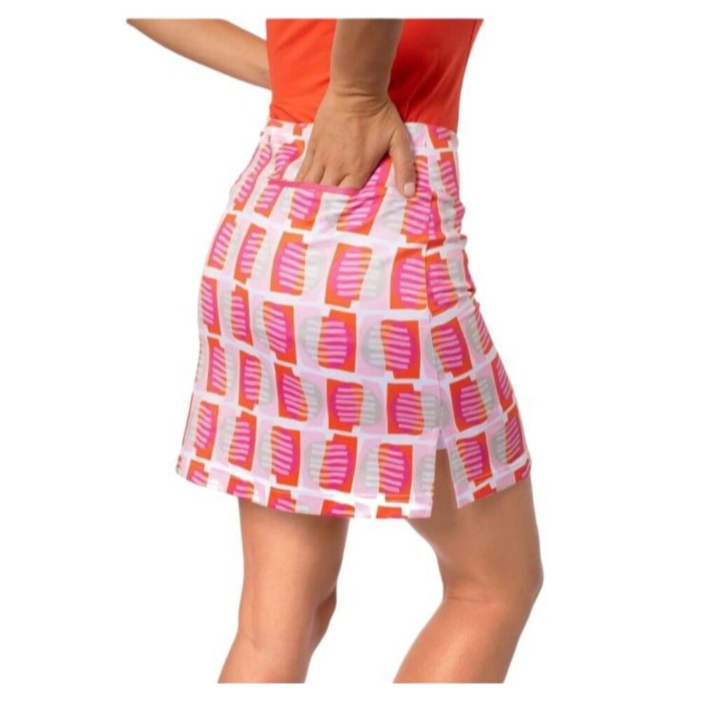 Golftini Dreamsicle 18" Performance Golf Skort  Size S  Pink & Orange Print